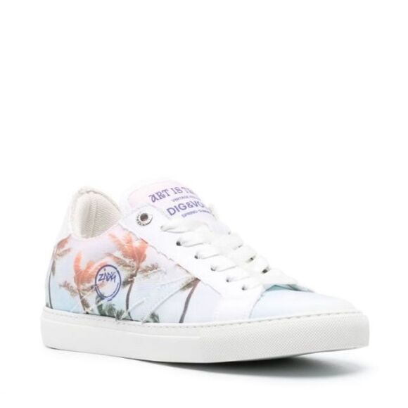 Zadig & Voltaire La Flash Palm Tree Sneakers White size 40 NWT - Picture 1 of 10